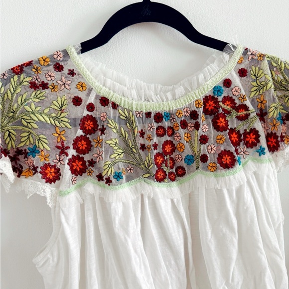 Free People Mesh Floral Embroidered White Bubble
Blouse - Picture 4 of 5